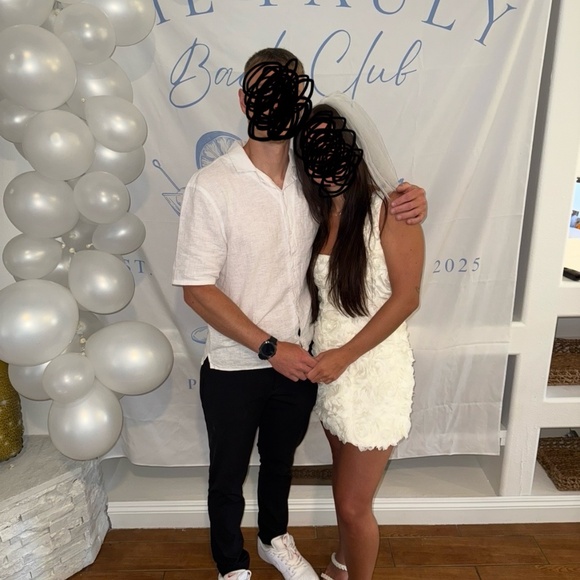 Oh Polly Posy floral-applique corset mini dress off white - Picture 4 of 4